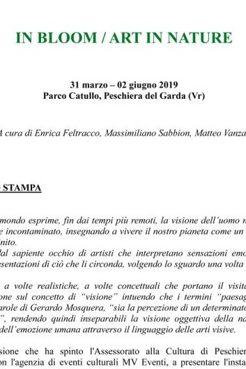 COMUNICATO STAMPA IN BLOOM